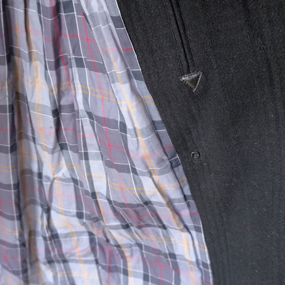 100% Wool Barbour Navy and Gray Plaid Lined Jacket with Label Detail - Picture 10 of 16
